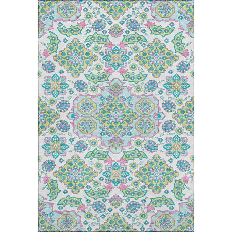 Premium Machine Washable Crestover AMF1853 Global Rug, Rectangle 9' x 12'