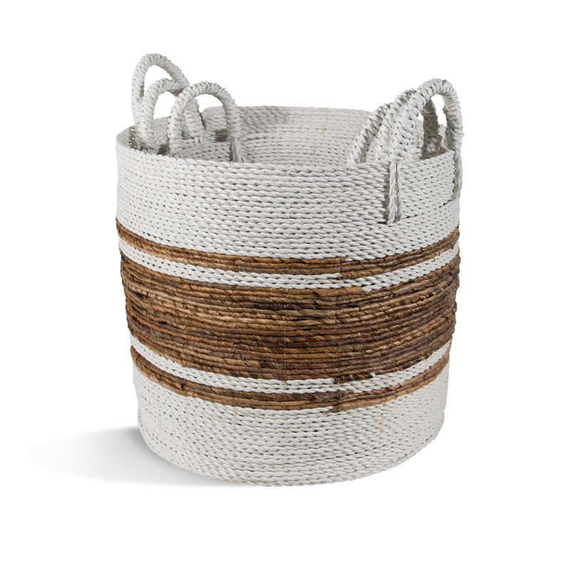 Ibolili Wicker Decorative Basket, White Trim