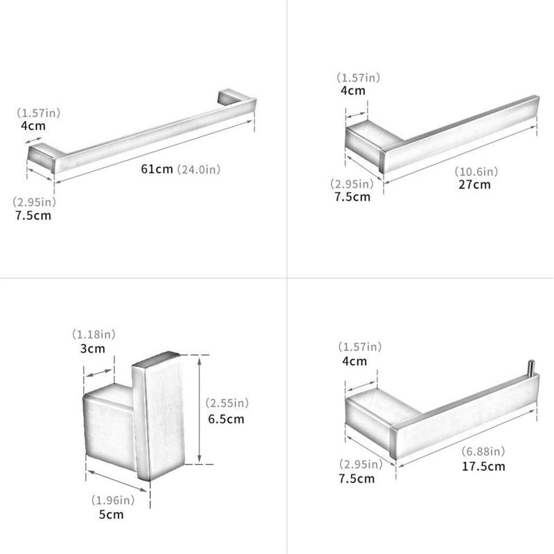 4 - Piece Bathroom Hardware Set, Matte Black