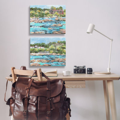 «Flowing River Rocks», ensemble de 2 toiles murales par Melissa Wang