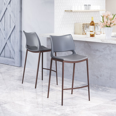 Upholstered Counter Stool with Metal Frame