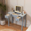 Bureau de coiffeuse multifonctionnel avec éclairage réglable à 3 niveaux avec miroir rabattable et rangement Table de maquillage profonde 15,75 po 2 tiroirs et 3 boîtes de rangement amovibles Bureau de bureau compact gris-1178006574