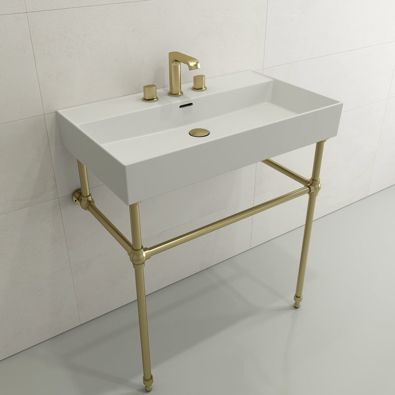 Milano 31.69'' L Bathroom Sink, Matte White, Single-Hole
