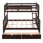 Lit superposé simple au-dessus de double avec tiroirs, échelle, conception convertible, cadre en bois massif et garde-corps pour enfants et adolescents-1114574436