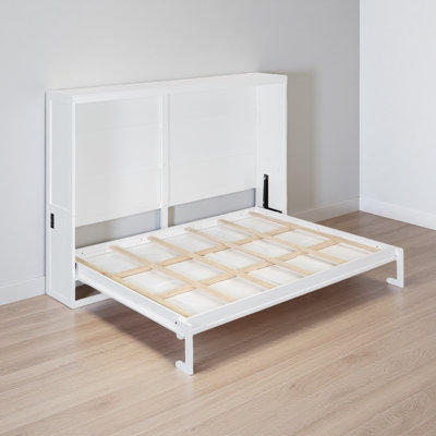Armoire-lit escamotable peu encombrante avec conception en rotin - aucun sommier requis, assemblage facile