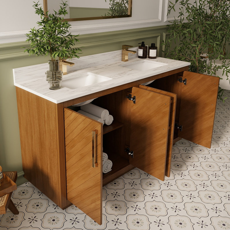 Meuble-lavabo à double cuve 60 po Linsay