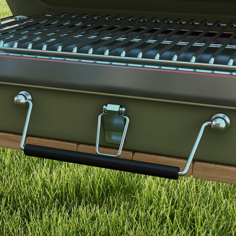 Outsunny 47cm W Portable Charcoal Grill, Green