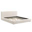 Lit plateforme tapissier avec tête et pied de lit en lin épais, beige
