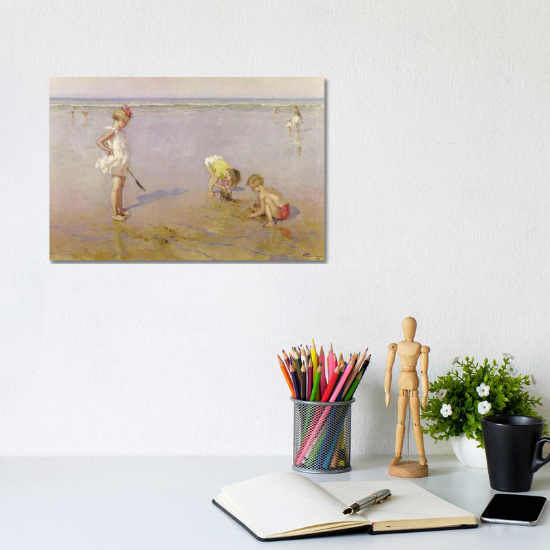 Beach Scene by Charles-Garabed Atamian - Wrapped Canvas Painting, 20.32 cm H x 30.48 cm W