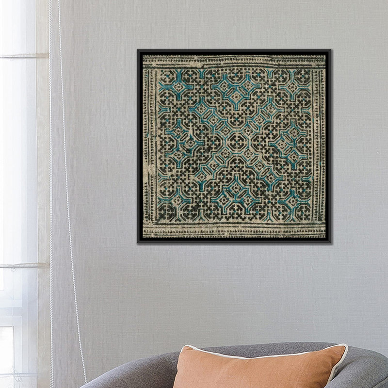 «Block Print Textile II», impression sur toile, H 26 po x l 26 po x P 1,5 po, Toile tendue, Pas de tapis