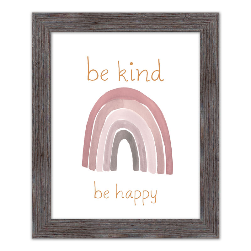 «Be Kind Happy», art encadré, H 20 po x l 16 po x P 0,75 po, Cadre gris
