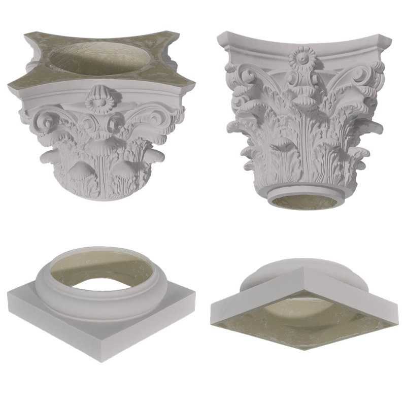 Colonne ronde Endura-Stone, 12 po de diamètre x H 9 pi ,  Base toscane et capitale romaine corinthienne