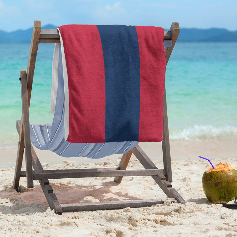 Columbus Lightweight Beach Towel, Red/Blue/Red, Microfiber