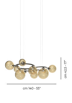 Puppet Ring Suspension 11 Smoky Transparent Matt Black Nickel G9 Ul, Amber Transparent, Matte Black Nickel