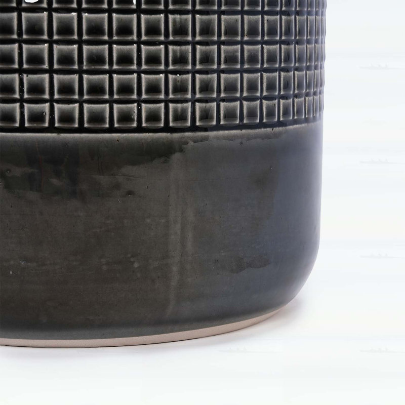 Ensemble de pots à fleurs en céramique émaillée noir fait à la main, idéal pour les plantes grasses et les cactus, avec trous de drainage pour une utilisation intérieure / extérieure