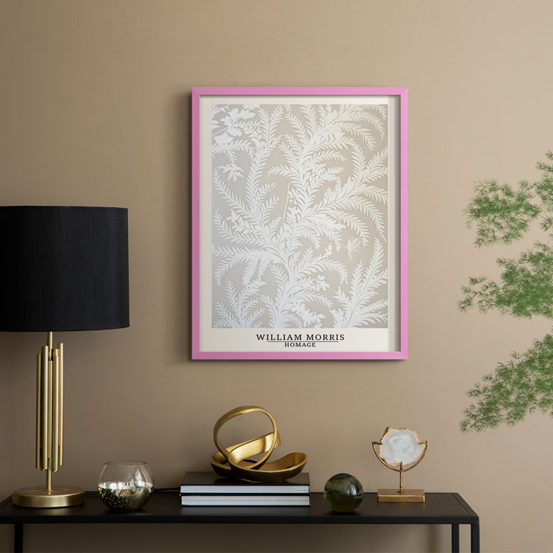 Imprimé encadré en bois massif de la série DCCLXIX de Wm Morris, H 30 po x l 24 po, Rose