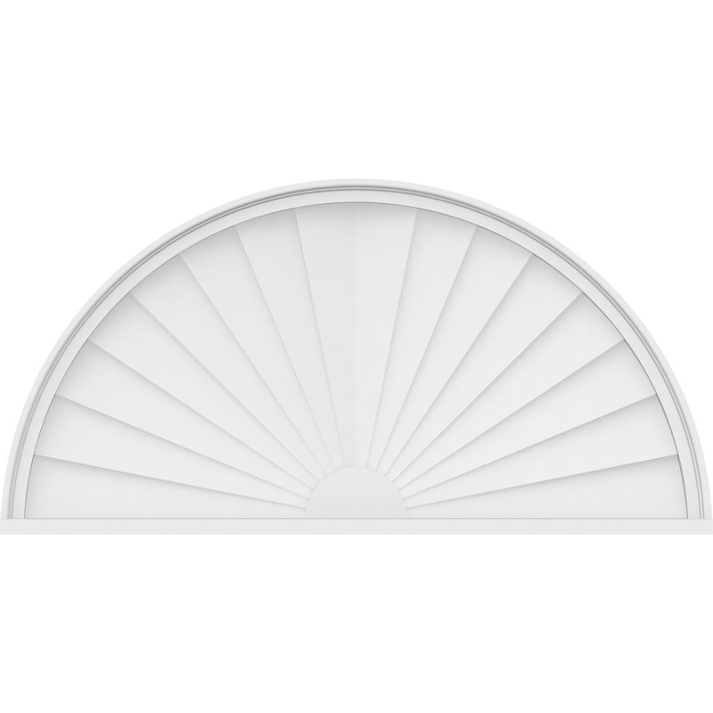 46"W x 23"H x 2"P Half Round Sunburst Architectural Grade PVC Pediment, 23" H  x 46" W  x 2" D
