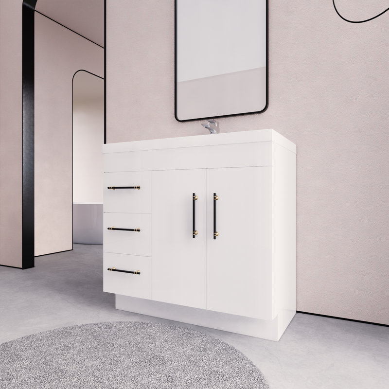 Maplesville Single Bathroom Vanity with Acrylic Top, White