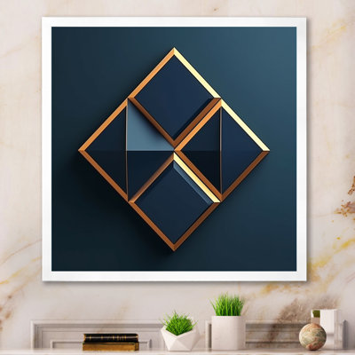 " Retro Diamond Geometry In Blue And Gold I "