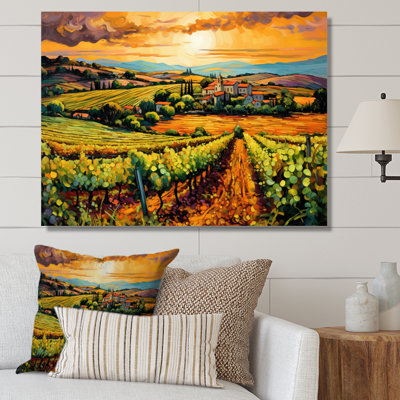 «Vangogh Sunlit Vineyard I», reproduction d'art sur toile inspirée par Vincent Van Gogh