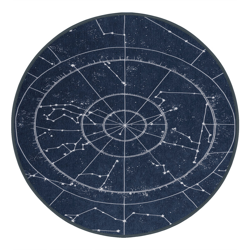 Tapis gris lavable à la machine, Rond 6 pi