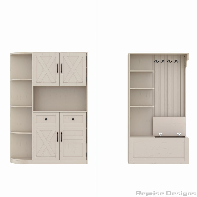 Armoire de vestibule multifonctionnelle gauche-droite, Beige
