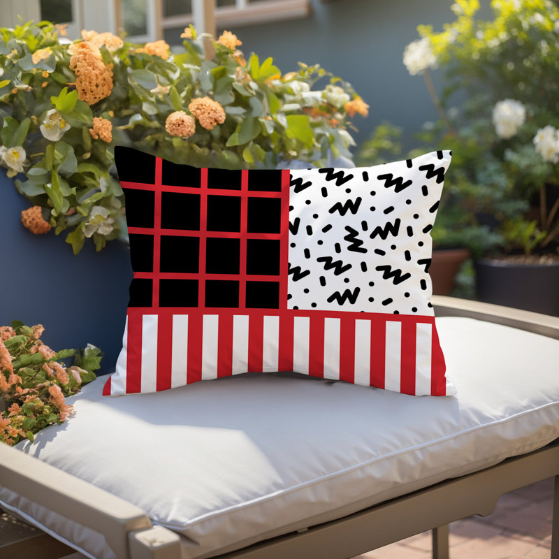 Oreiller rectangulaire réversible intérieur / extérieur Froza, Rouge, Rectangulaire H 14 po x l 20 po