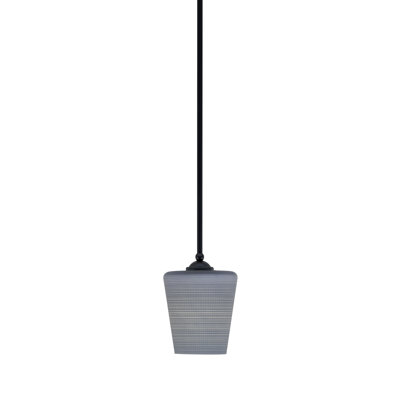 Zilo Stem Hung Mini Pendant Shown In Matte Black Finish With 6" Gray Matrix Glass