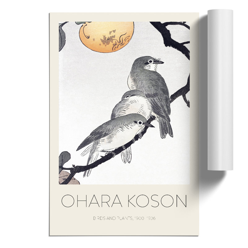 Birds and Plants by Ohara Koson - Unframed Painting, 42cm H x 30cm W x 0.1cm D