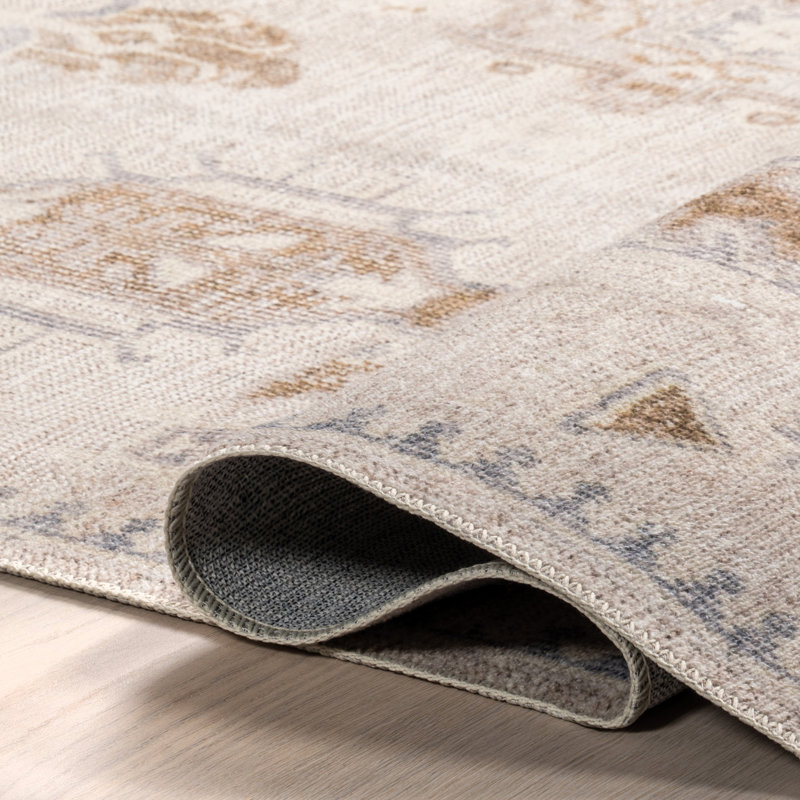 Tapis de couloir lavable à la machine Elverta Medallion, Rectangle 6 pi x 9 pi
