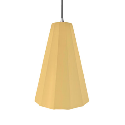 Radiance - luminaire suspendu 1 lumière cannelé - jaune pâle - chrome poli - l 9 po x H 13 po - DEL dédiée - cordon noir