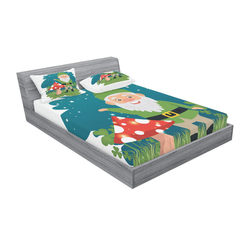 Gnome Microfiber Sheet Set, Full Sheet Set with Fitted Sheet