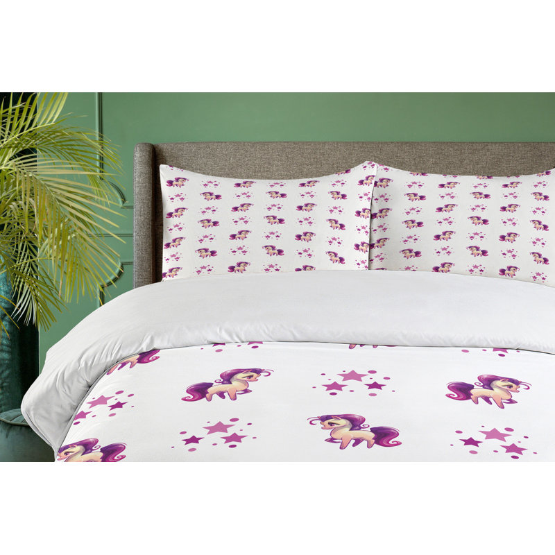 Ensemble de housse de couette licorne, Housse de couette grand et 2 taies décoratives