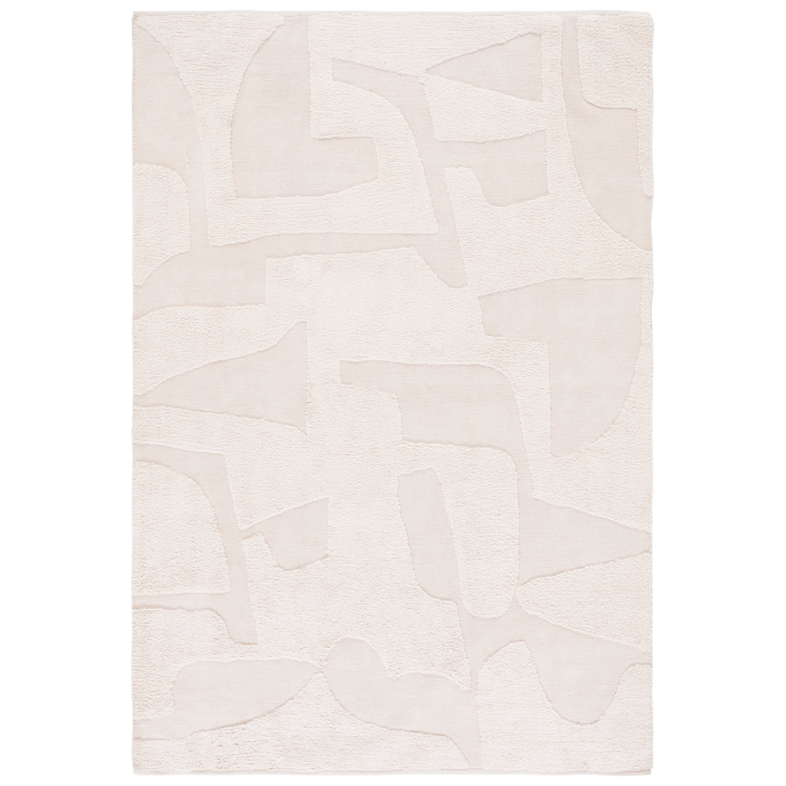 Sarya Ivory Hand-Woven Abstract Rug, Rectangle 6' x 9'