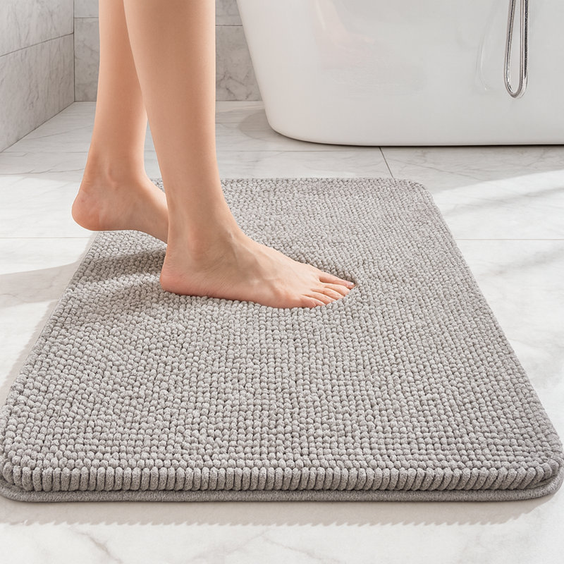 Tapis de porte absorbant en chenille, 51 x 76 cm, tapis de bain doux en microfibre pour entrée, cuisine, salle de bain et animaux de compagnie, lavable à la machine, antidérapant, idéal pour les pattes boueuses.