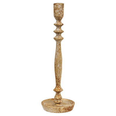 Distressed Gold Finish Candle Stick - 12"H