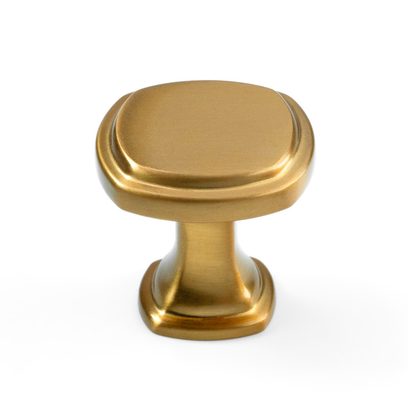 New Collection  1 1/10" Length Geometric Square Knob Multipack, Brushed Gold
