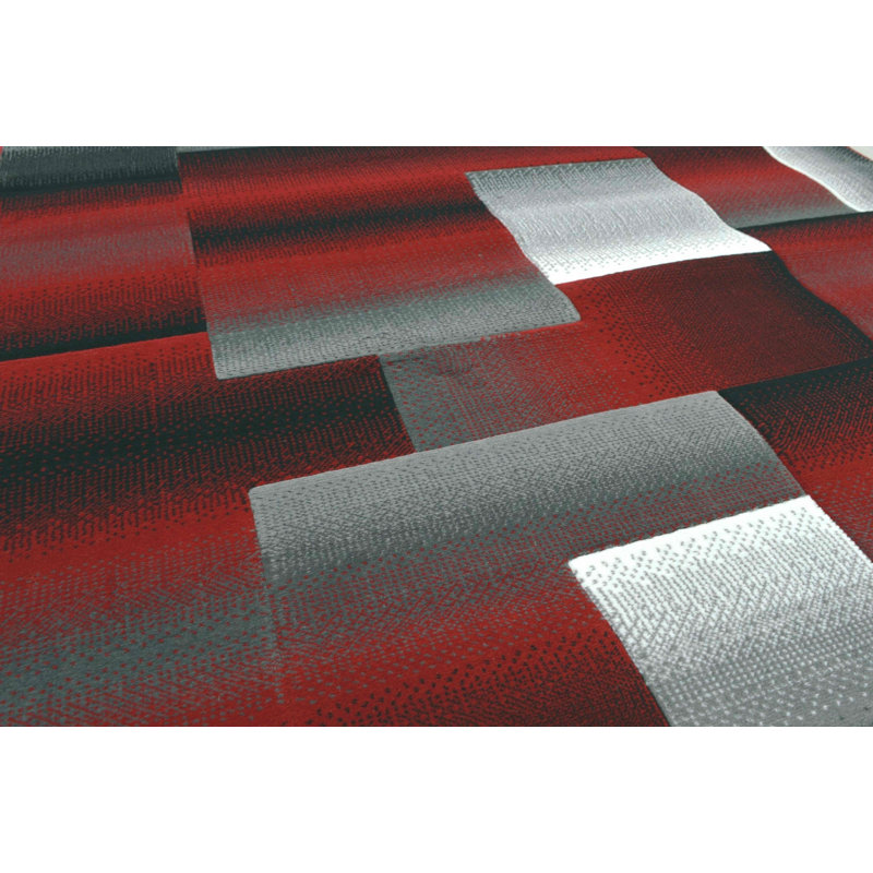 Tapis gris / argent / noir / abstrait HR, Tapis de couloir 2 pi x 7 pi