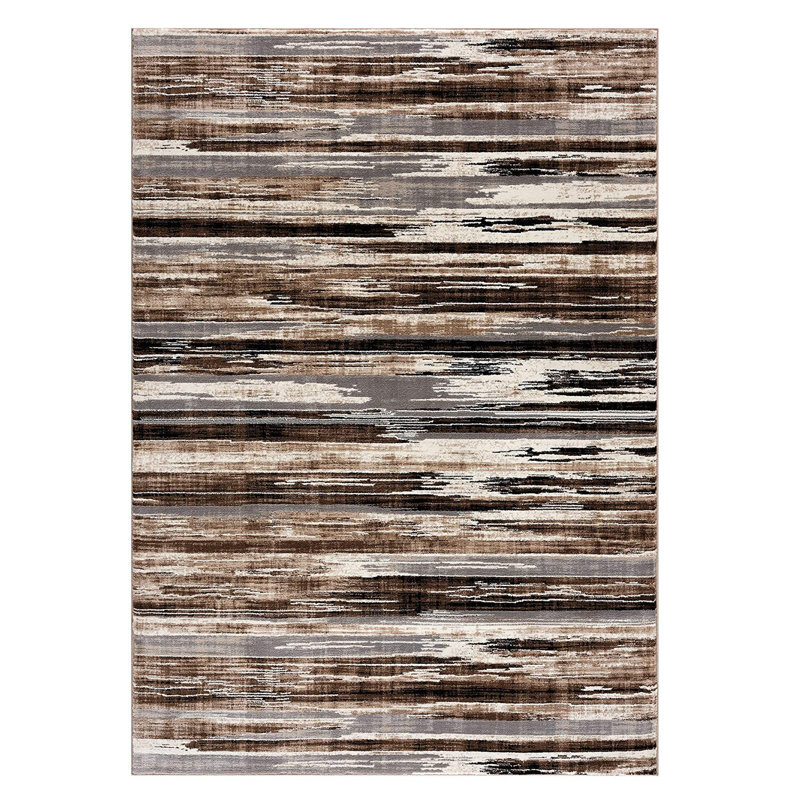 Tapis ivoire et brun antidérapant lavable 2 pi x 3 pi brun