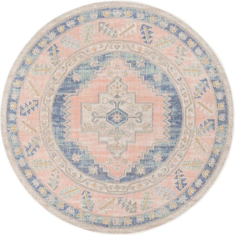 Tapis oriental bleu Shauntrelle, Rond 5 pi