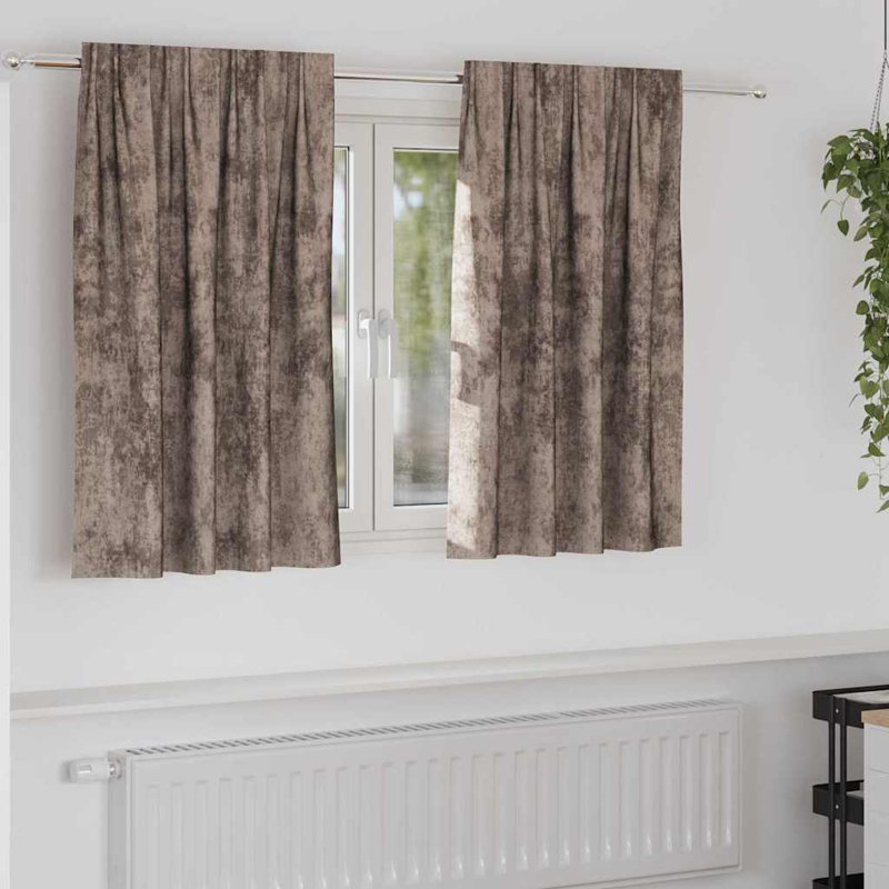 Curtain With Curtains 2 Pcs Velvet, 140cm Width x 140cm Drop, Cappuccino