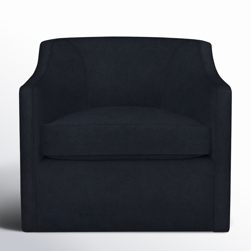 Fauteuil pivotant rembourré Marietta, Velours performance bleu encre Bella