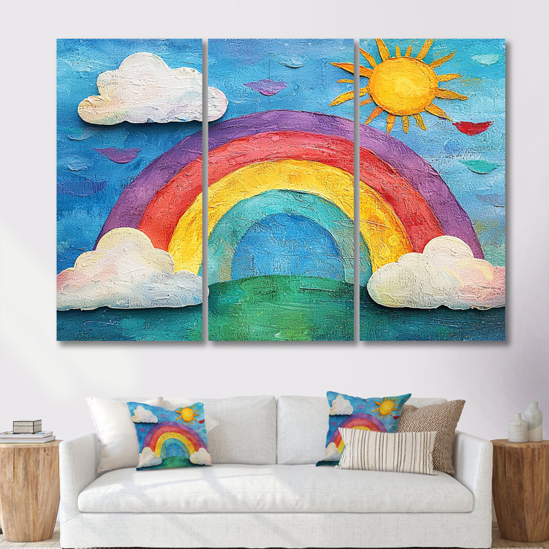 Rainbow Bright I - ensemble d'art mural pour chambre de bébé, H 28 po x l 36 po x P 1 po, Toile tendue
