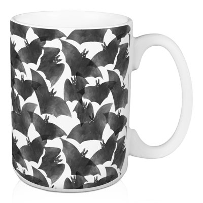 Grande tasse noire à motif de chauve-souris