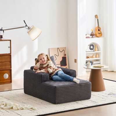 Fauteuil lounge d'intérieur sans os de 114 cm, canapé mini nuage avec coussin épais de 31 cm, chaise longue en velours côtelé doux