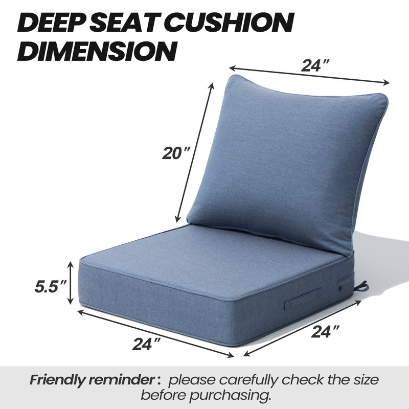 Sunbrella Patio Seat Cushion Set, Blue, 1