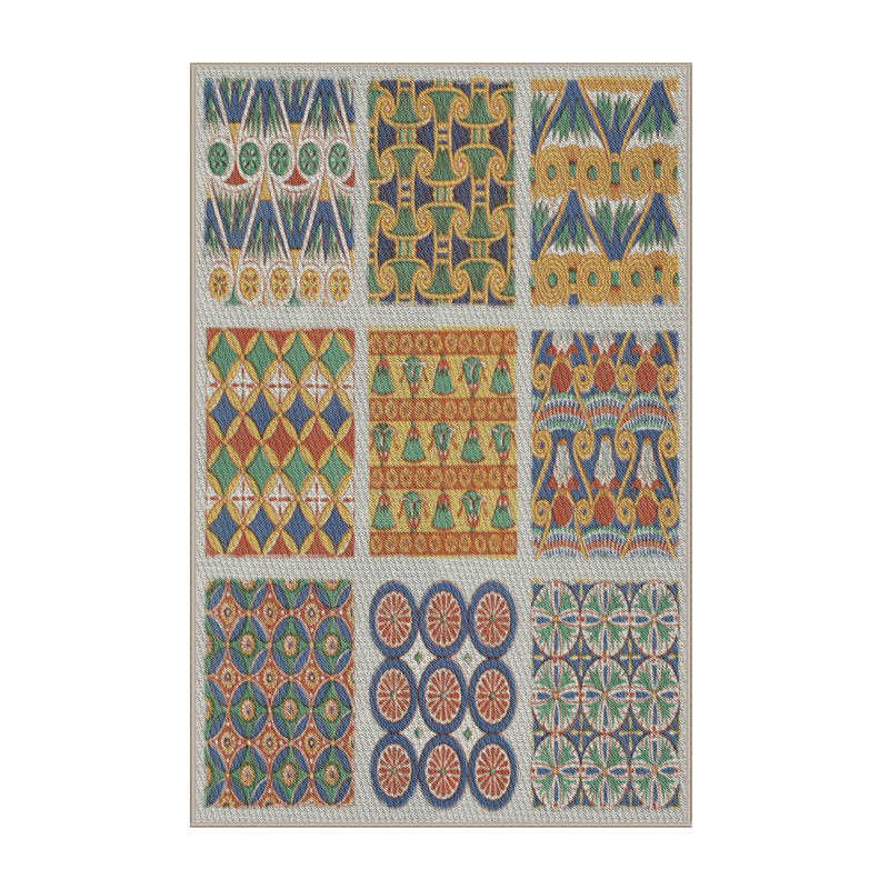Tapis vert / bleu / rouge tissé à la machine, Rectangle 6 pi x 9 pi