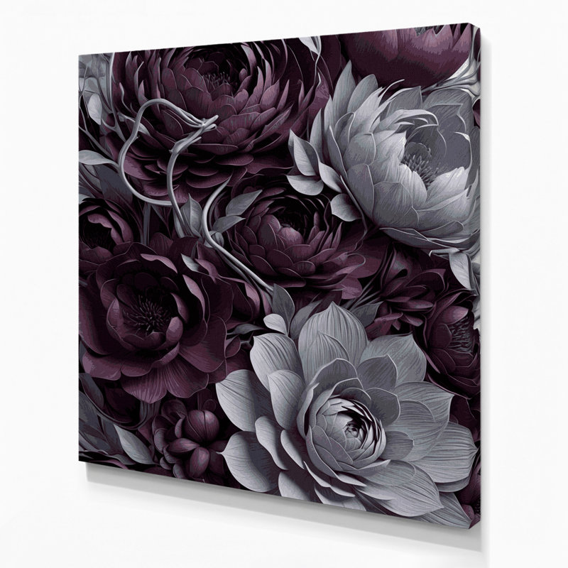 "Abstract Florals" 25, art mural sur toile brune, H 12 po x l 12 po