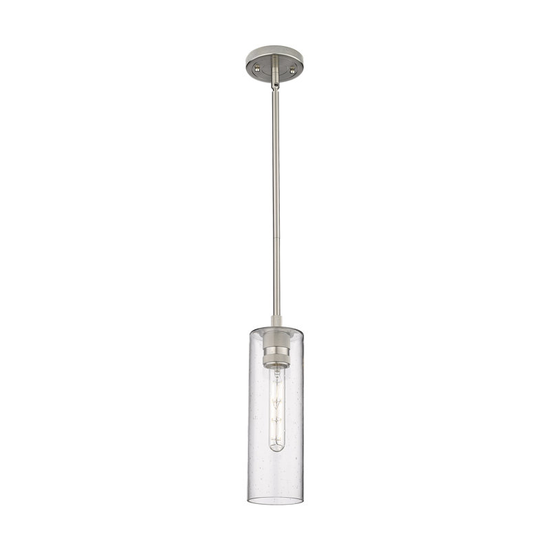 Luminaire suspendu 1 tige Crown Point, H 13,25 po x l 4,5 po x P 4,5 po, Grainé, Nickel satiné