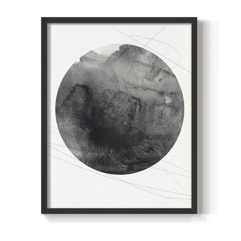 Graphite Moon I, reproduction encadrée - bois massif, H 10 po x l 8 po, Cadre simple noir